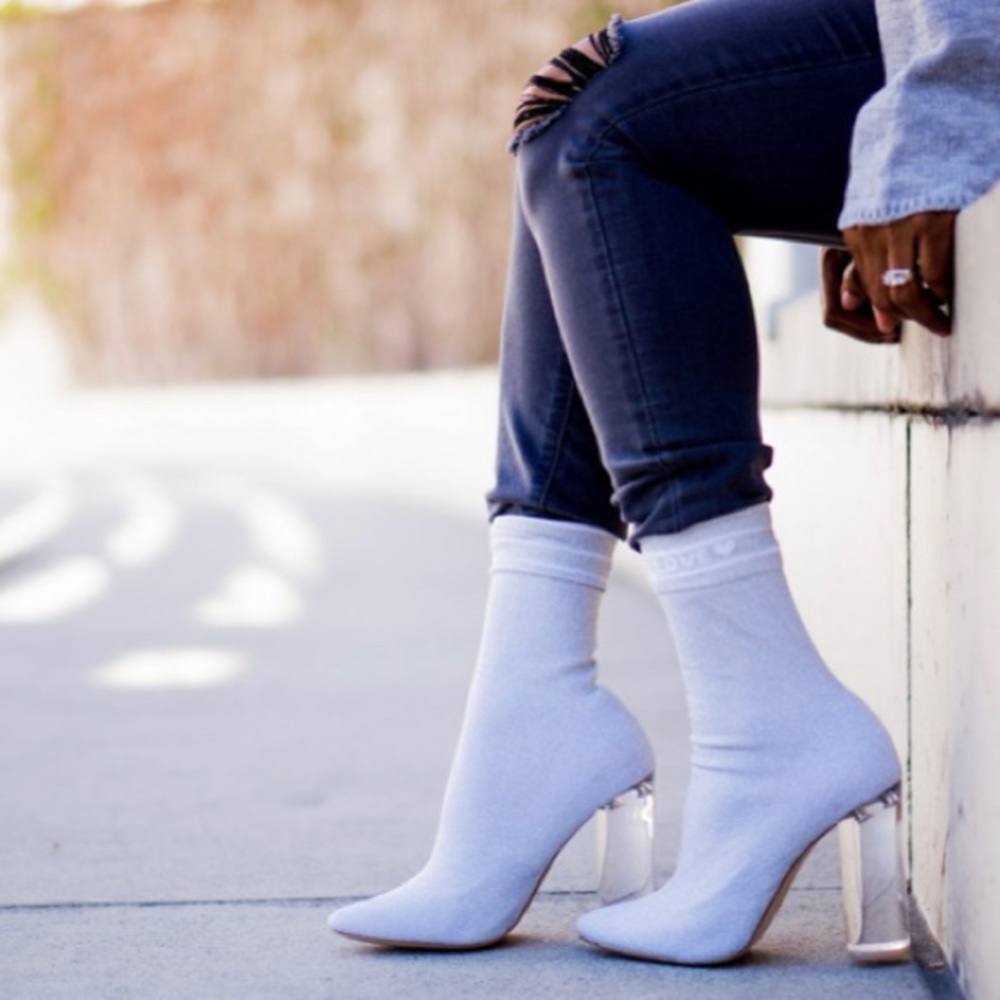 Aldo “Lovelly” Silver Knit Sock Boots/Booties